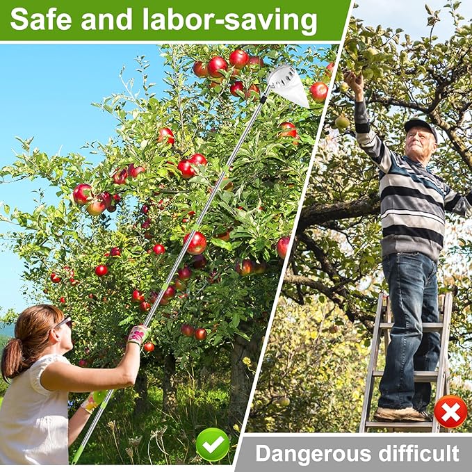Fruit Picking Basket Extendable Fruit Picker with Storage Bag